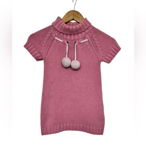 Joe Fresh Toddler Girls Pink Knit Sweater Dress with Pom Poms Size 4T